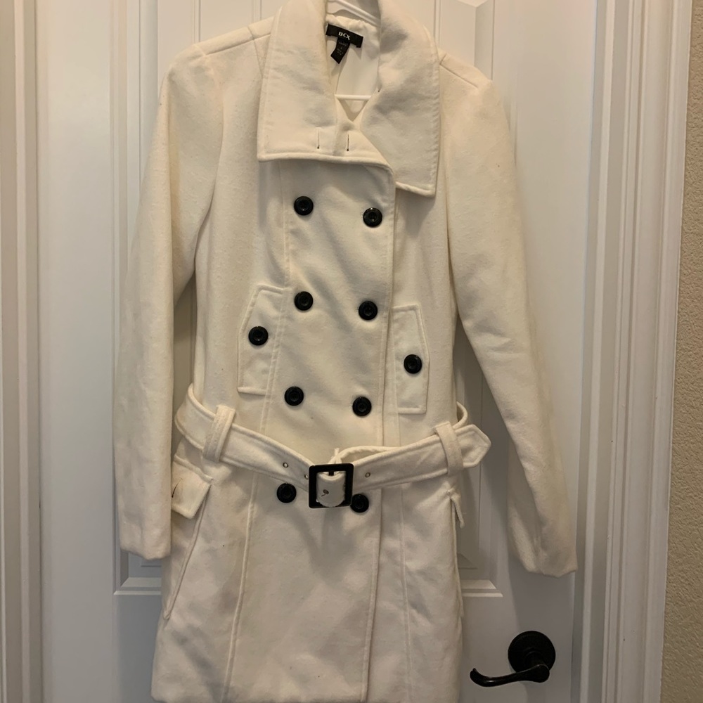 White button down belted trench coat -Jr. size L